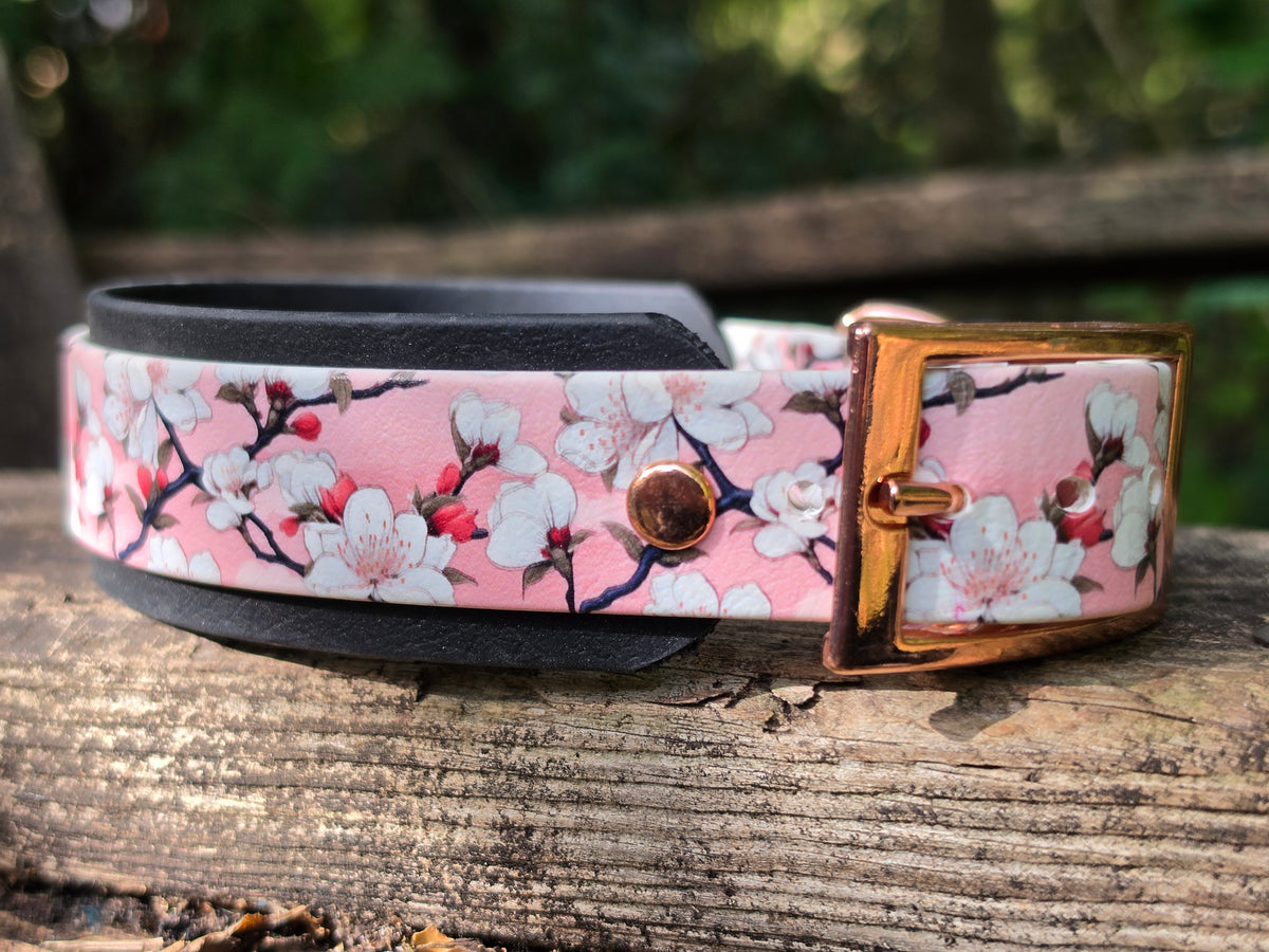 Cherry Blossom on Black (Rose Gold hardware) 14-18in